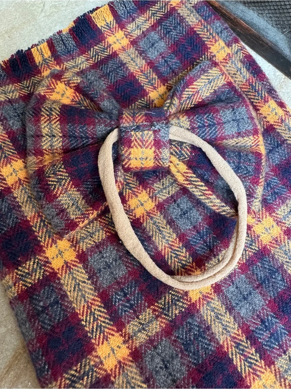 Baby Fall Plaid Infinity Scarf and Bow Set